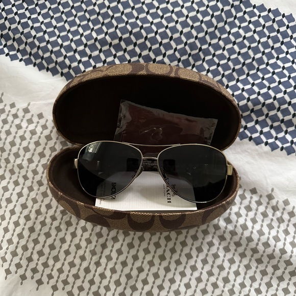 Coach Gold and Black Women’s Aviator Sunglasses - Picture 7 of 9